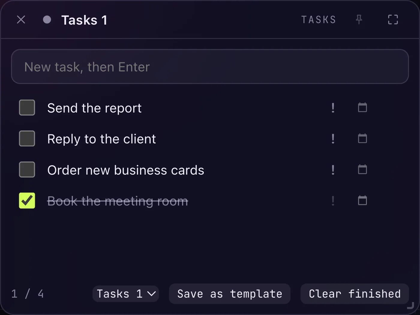 Tasks, goals and habits